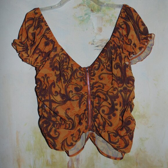 Pretty Little Things Corset Top Fleur De Lis 16 Coquette Boho Zip Back Cropped - Picture 4 of 6